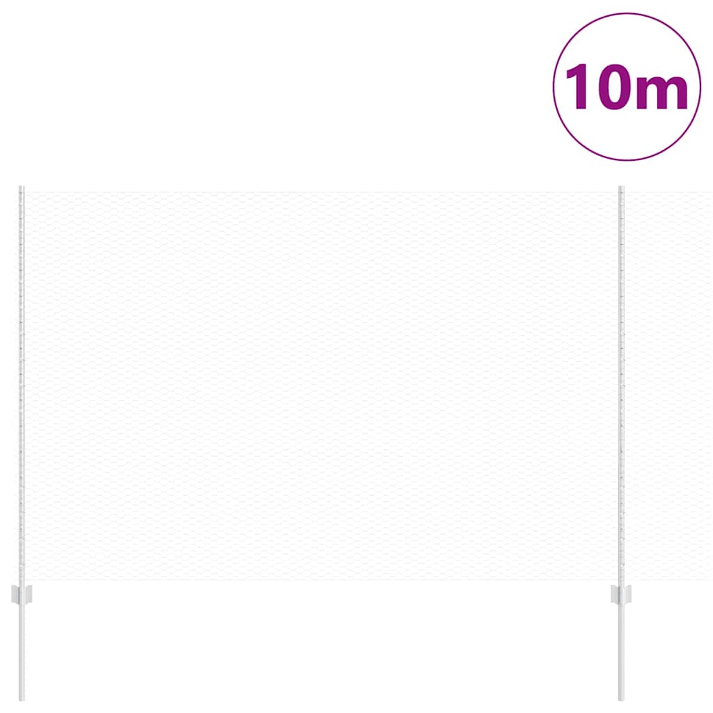 Sekskantet hegn med stolpe 10 x 1,6 m Galvaniseret stål Sølv