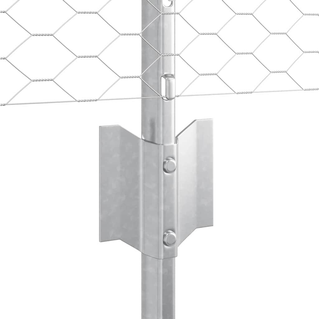 Sekskantet hegn med stolpe 25 x 0,5 m Galvaniseret stål Sølv