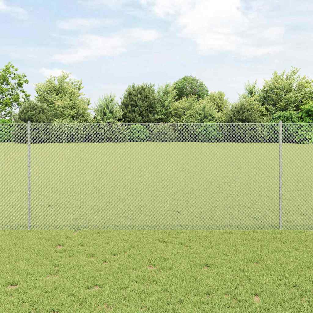 Sekskantet hegn med stolpe 25 x 1 m Galvaniseret stål Sølv Mesh