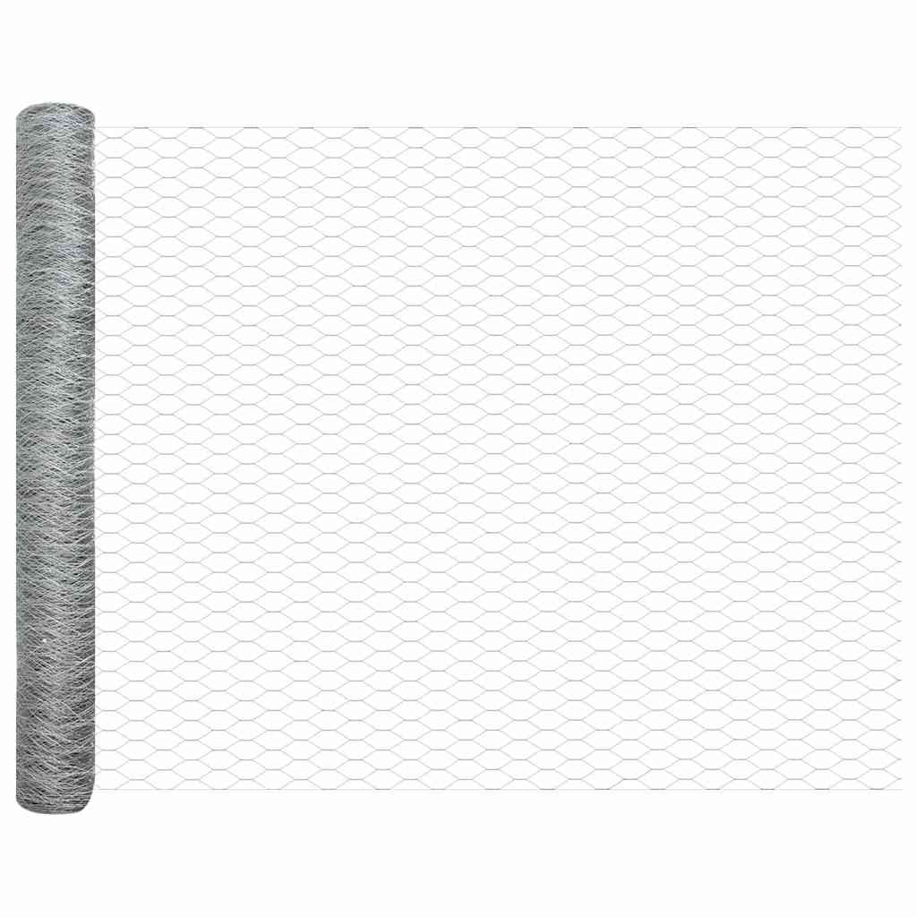 Sekskantet hegn med stolpe 100 x 1,4 m Galvaniseret stål Sølv