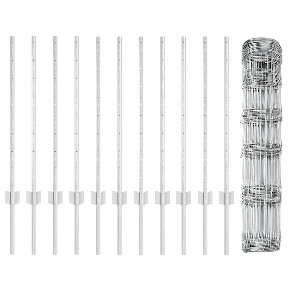 Udendørs Vildt Hegn med Stolper 25 x 0,8 m Galvaniseret stål