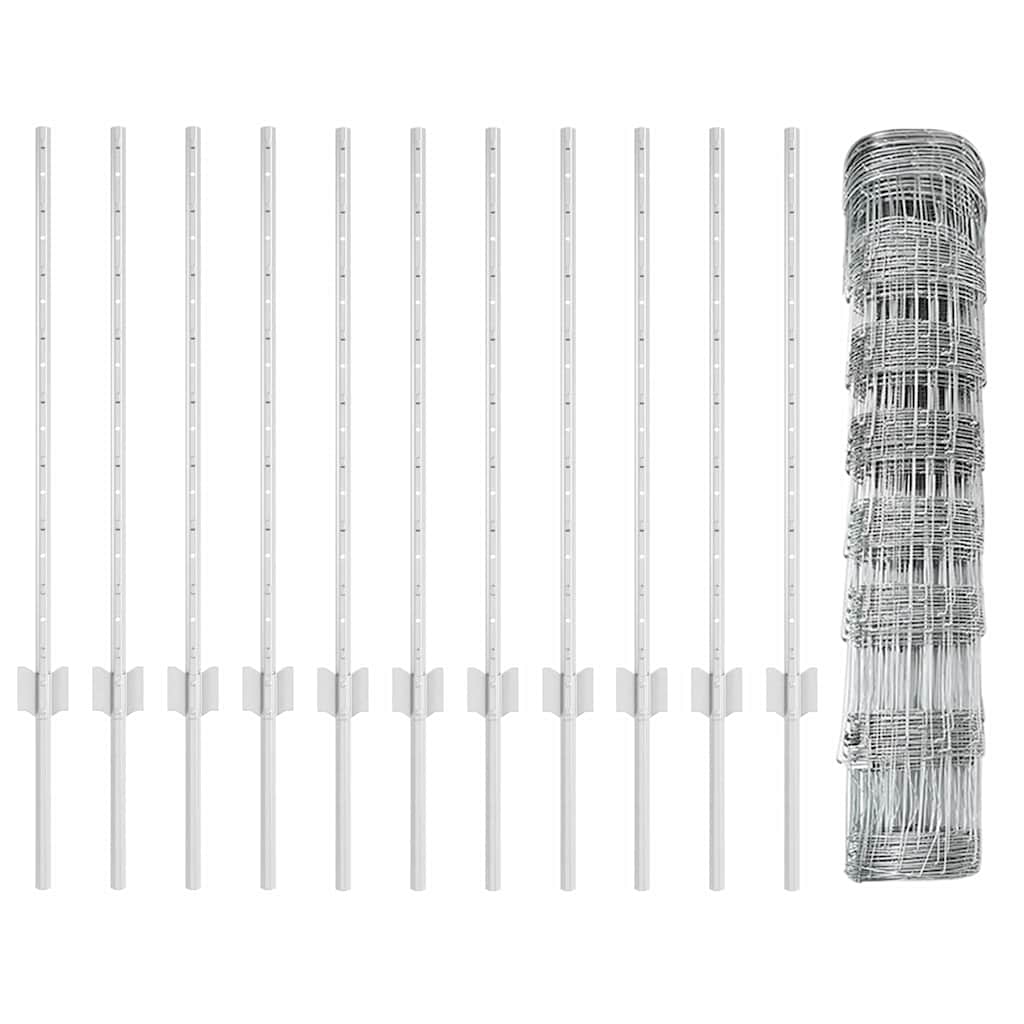 Udendørs Vildt Hegn med Stolper 25 x 0,8 m Galvaniseret stål
