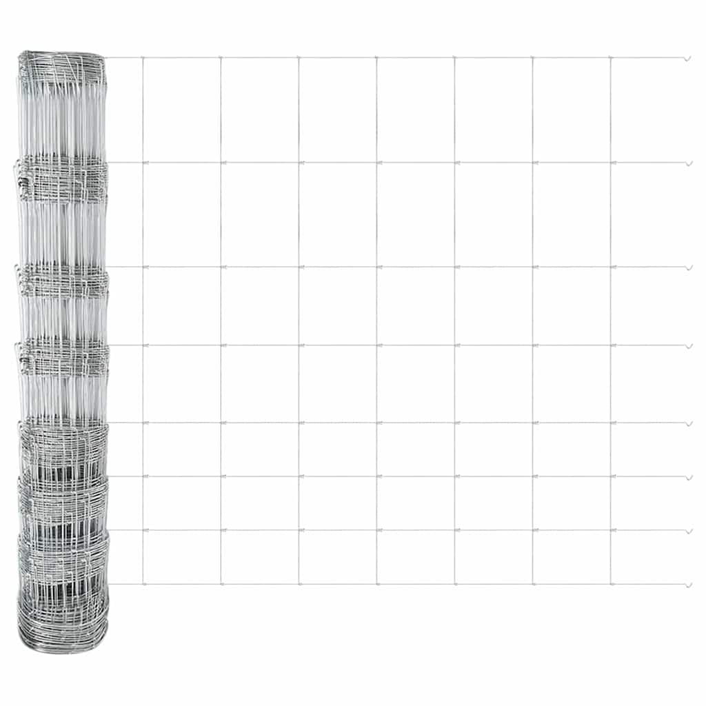 Udendørs Vildt Hegn med Stolper 25 x 1 m Galvaniseret stål Sølv