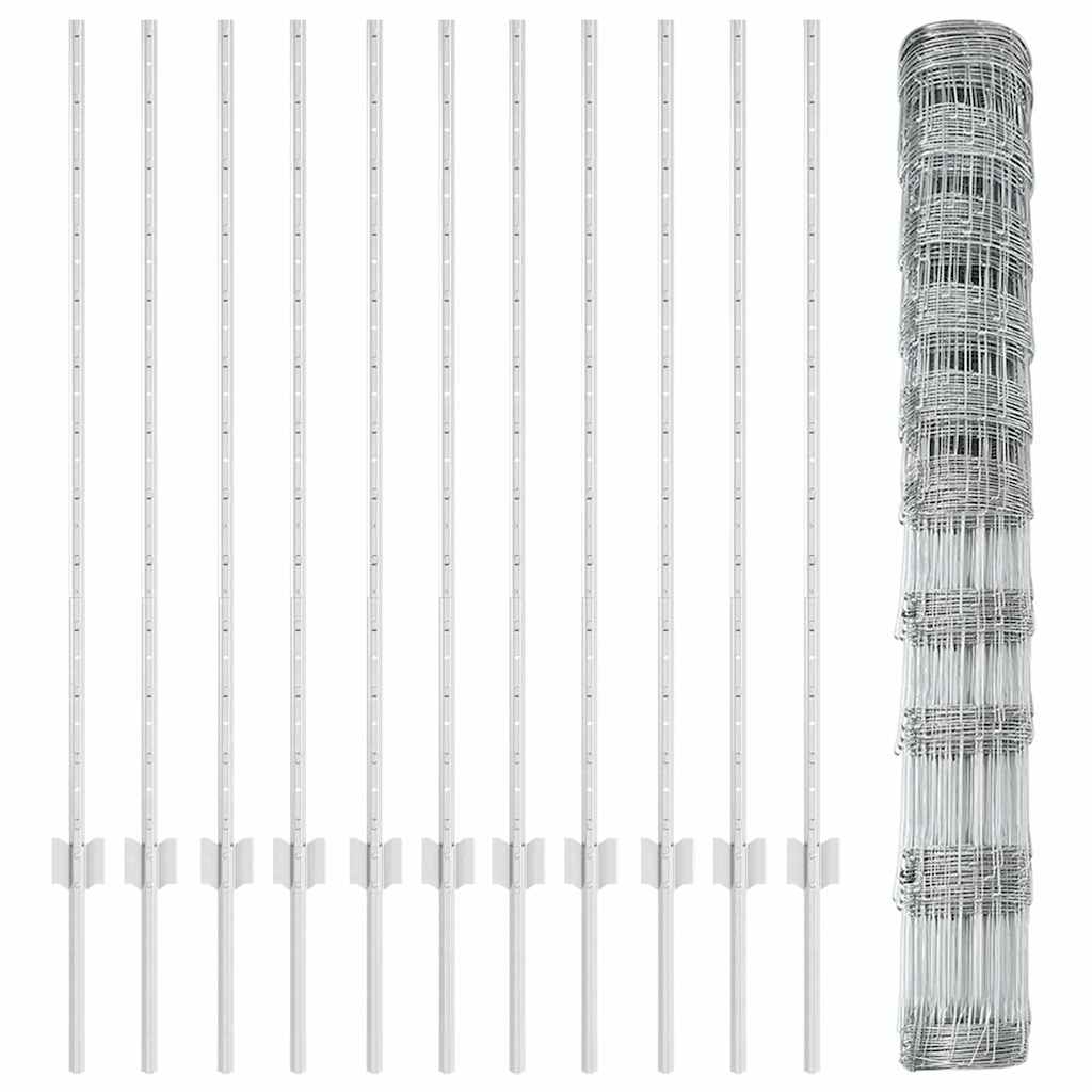 Udendørs Vildt Hegn med Stolper 25 x 1,2 m Galvaniseret stål