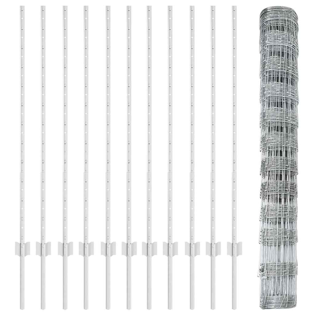 Udendørs Vildt Hegn med Stolper 25 x 1,2 m Galvaniseret stål