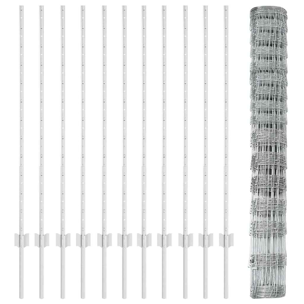 Udendørs Vildt Hegn med Stolper 25 x 1,2 m Galvaniseret stål
