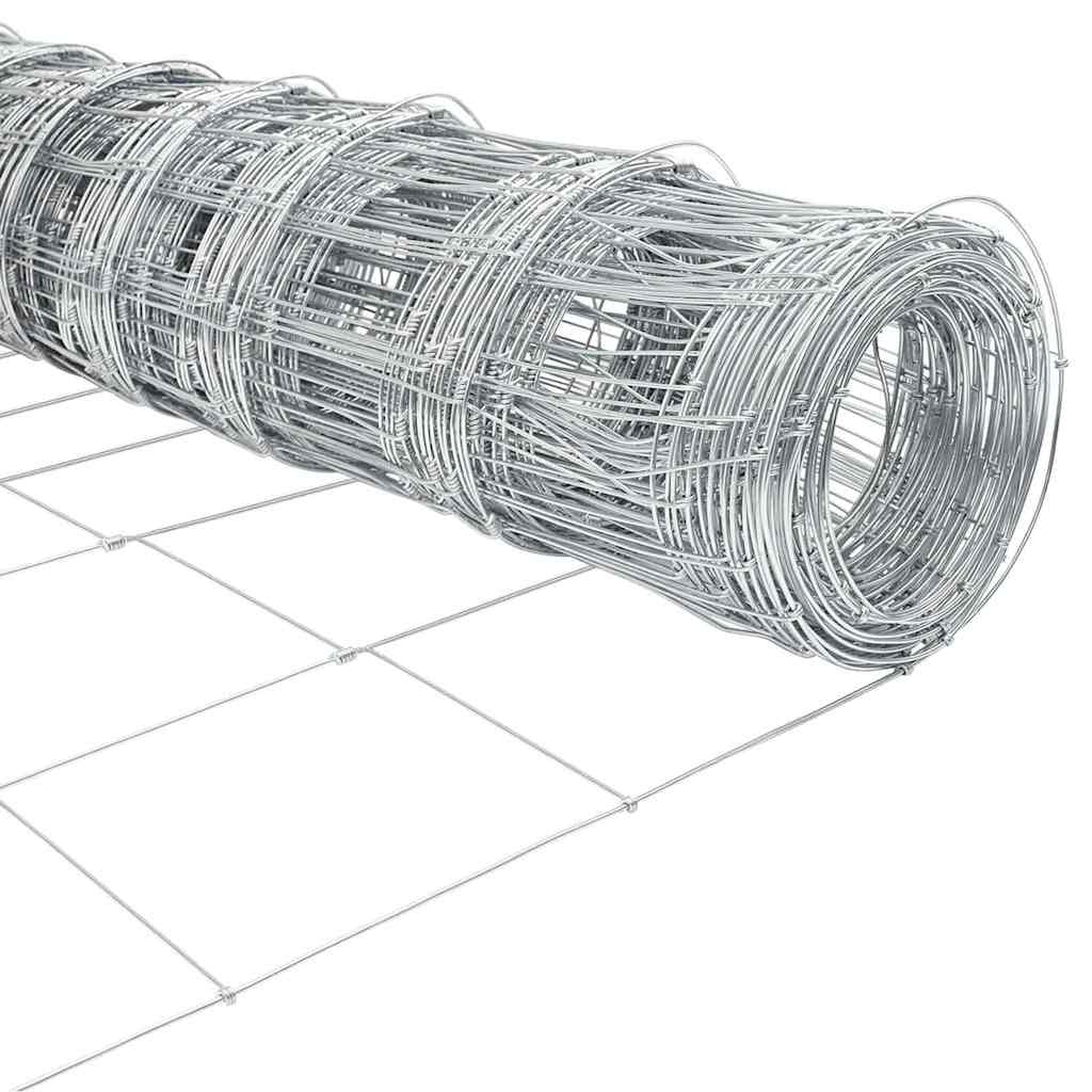 Udendørs Vildt Hegn med Stolper 25 x 1,4 m Galvaniseret stål