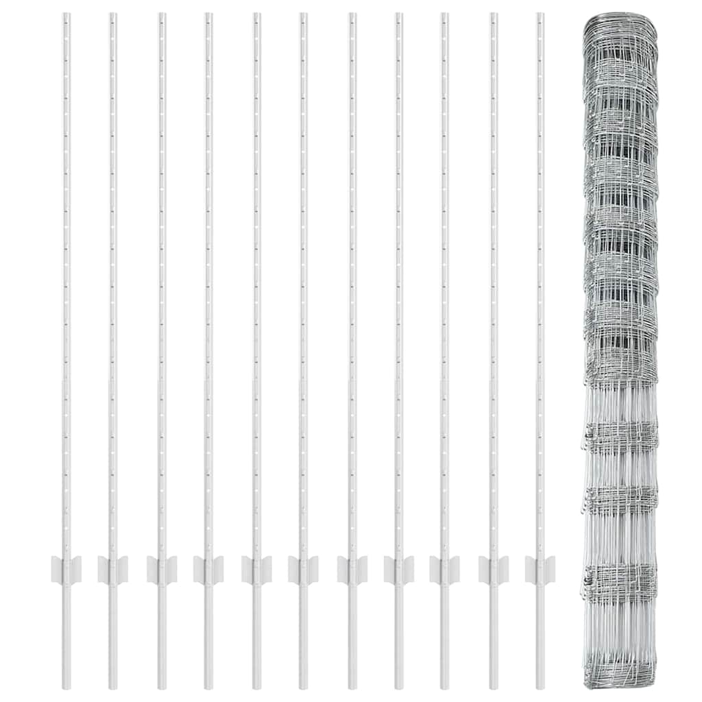Udendørs Vildt Hegn med Stolper 25 x 1,4 m Galvaniseret stål