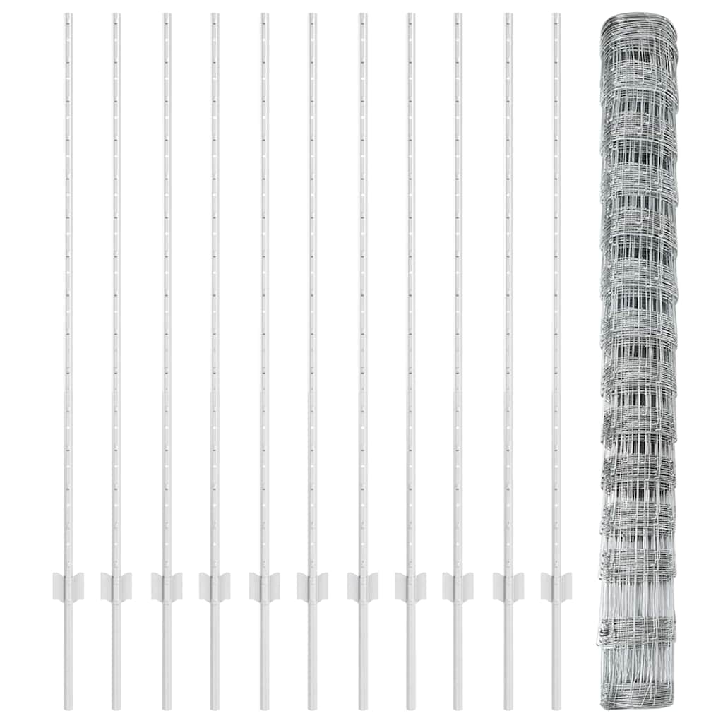 Udendørs Vildt Hegn med Stolper 25 x 1,4 m Galvaniseret stål