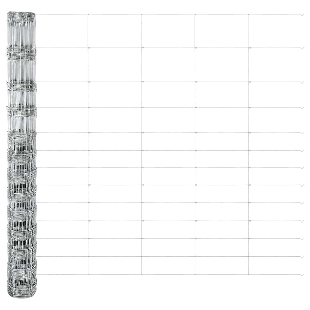 Udendørs Vildt Hegn med Stolper 25 x 1,5 m Galvaniseret stål