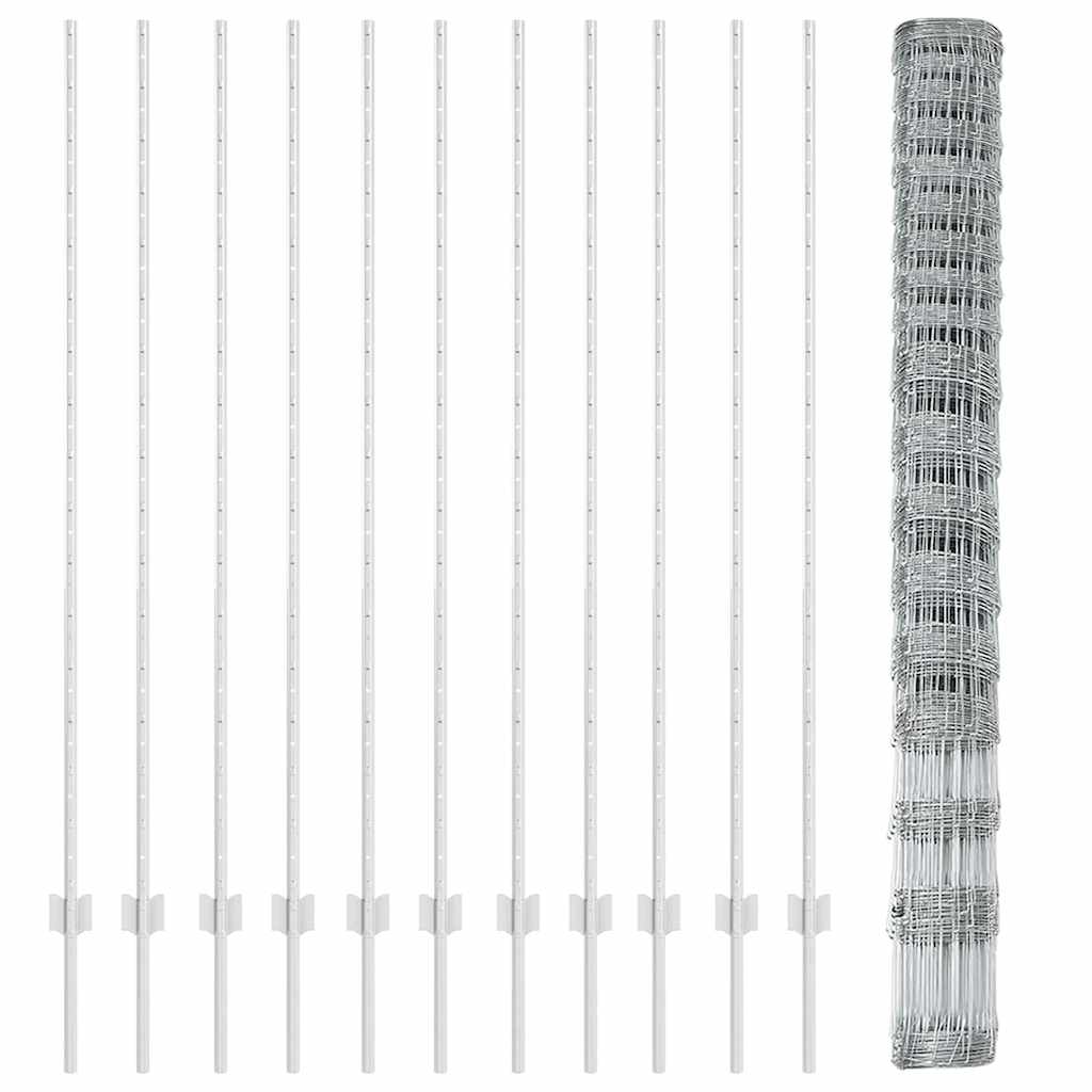 Udendørs Vildt Hegn med Stolper 25 x 1,5 m Galvaniseret stål