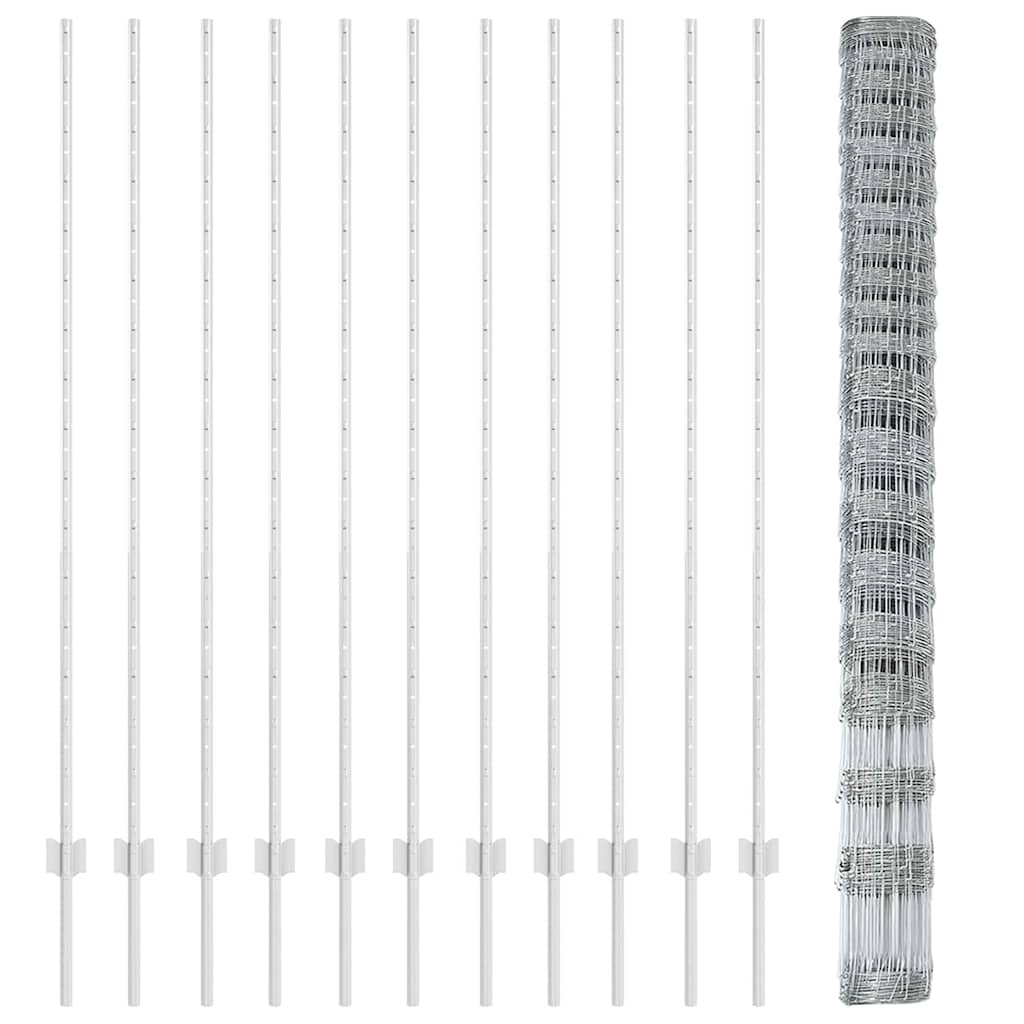 Udendørs Vildt Hegn med Stolper 25 x 1,6 m Galvaniseret stål