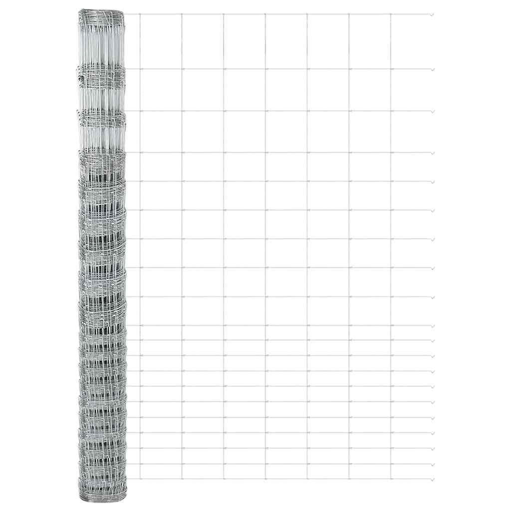 Udendørs Vildt Hegn med Stolper 25 x 1,6 m Galvaniseret stål