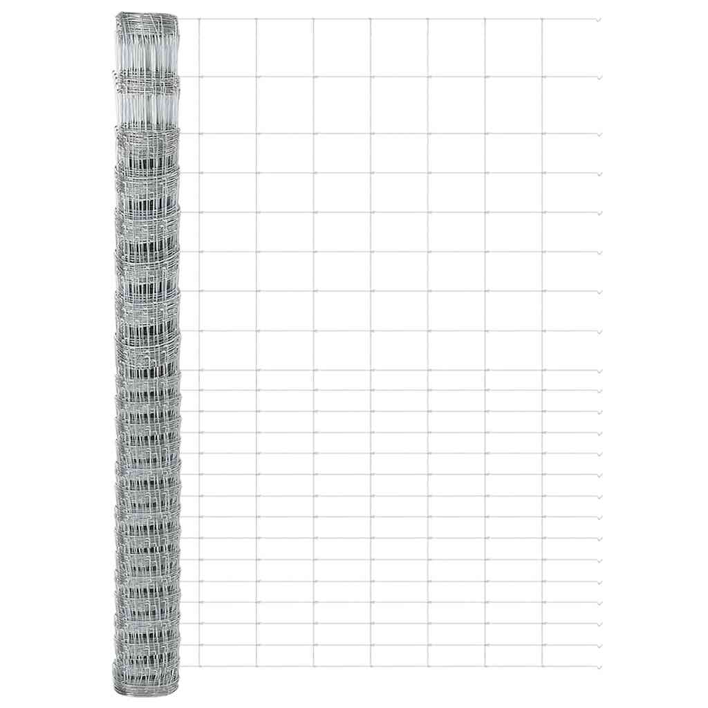Udendørs Vildt Hegn med Stolper 25 x 1,6 m Galvaniseret stål