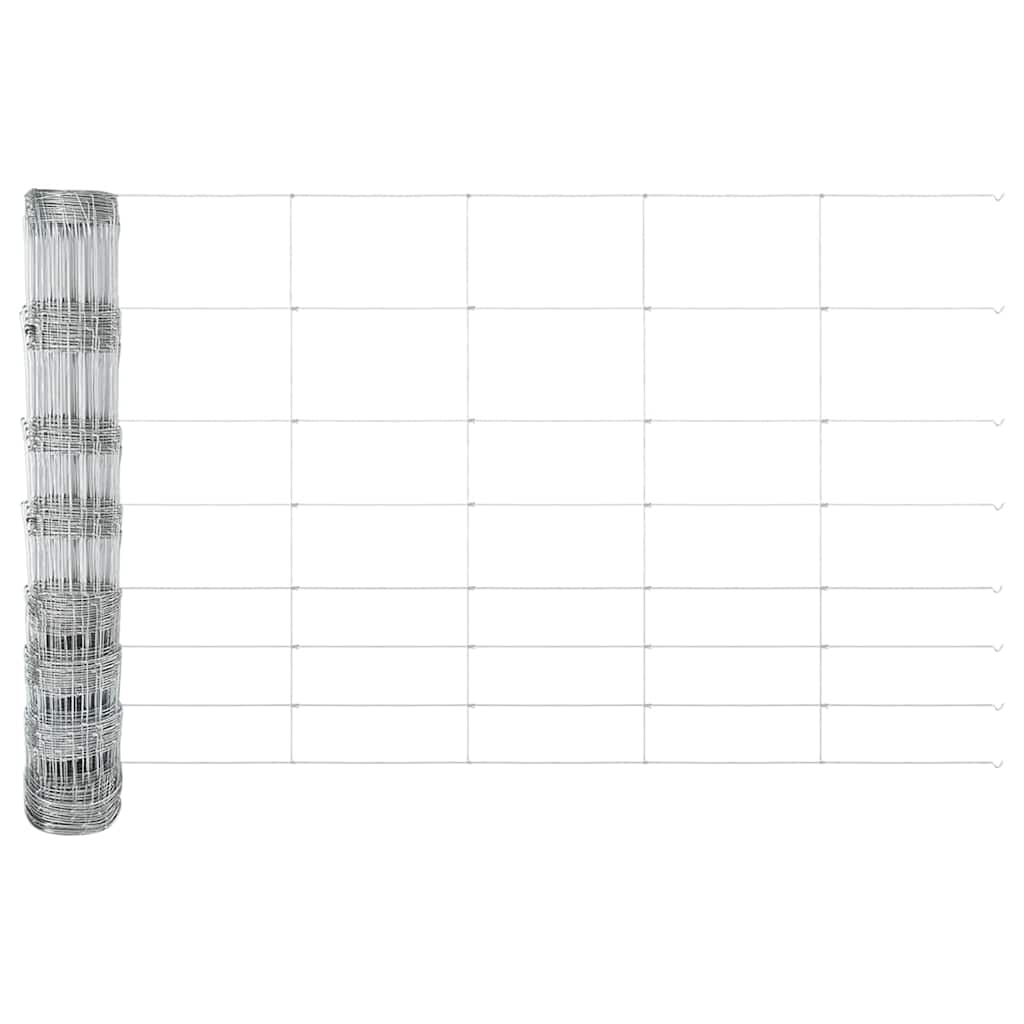 Udendørs Vildt Hegn med Stolper 50 x 1 m Galvaniseret stål Sølv