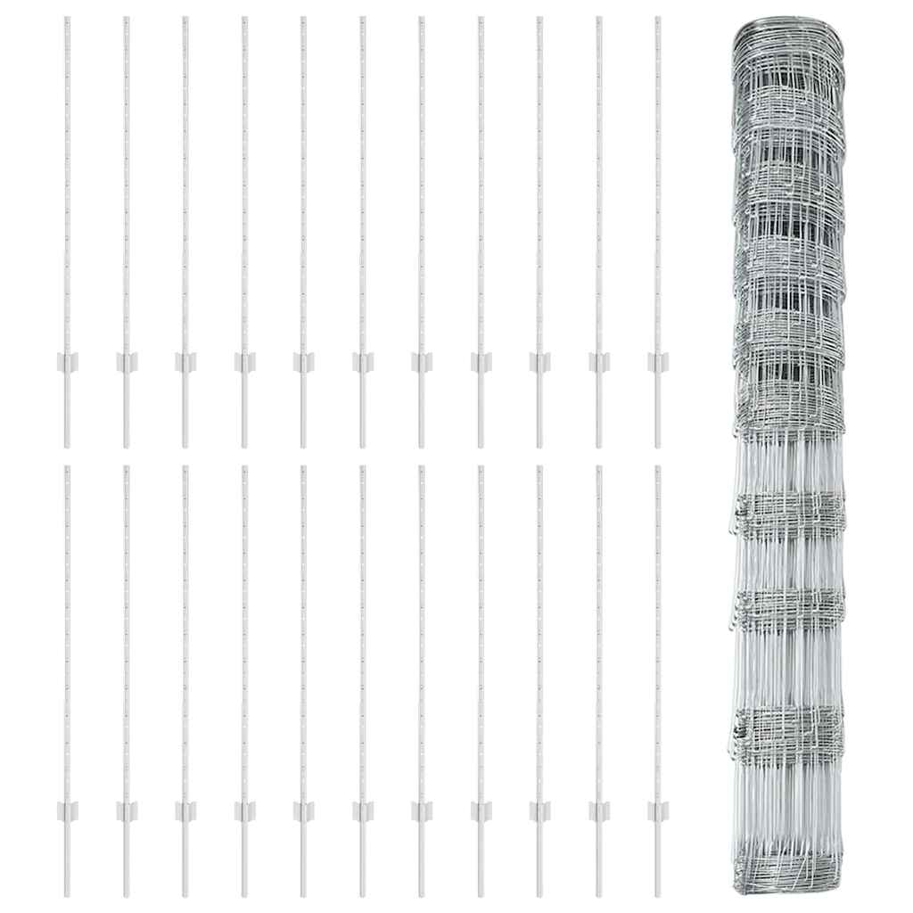 Udendørs Vildt Hegn med Stolper 50 x 1,2 m Galvaniseret stål