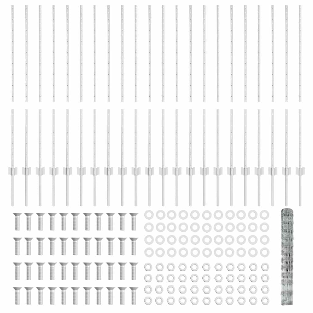 Udendørs Vildt Hegn med Stolper 50 x 1,2 m Galvaniseret stål