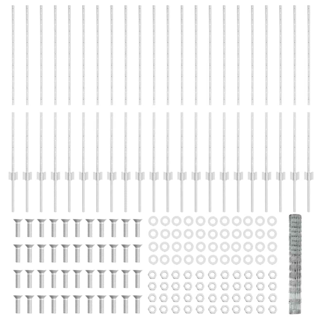 Udendørs Vildt Hegn med Stolper 50 x 1,2 m Galvaniseret stål
