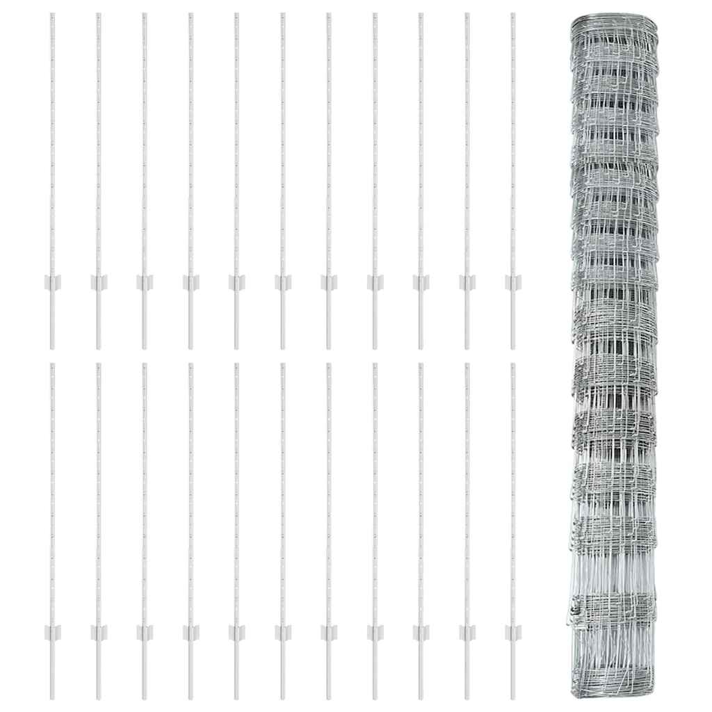 Udendørs Vildt Hegn med Stolper 50 x 1,2 m Galvaniseret stål