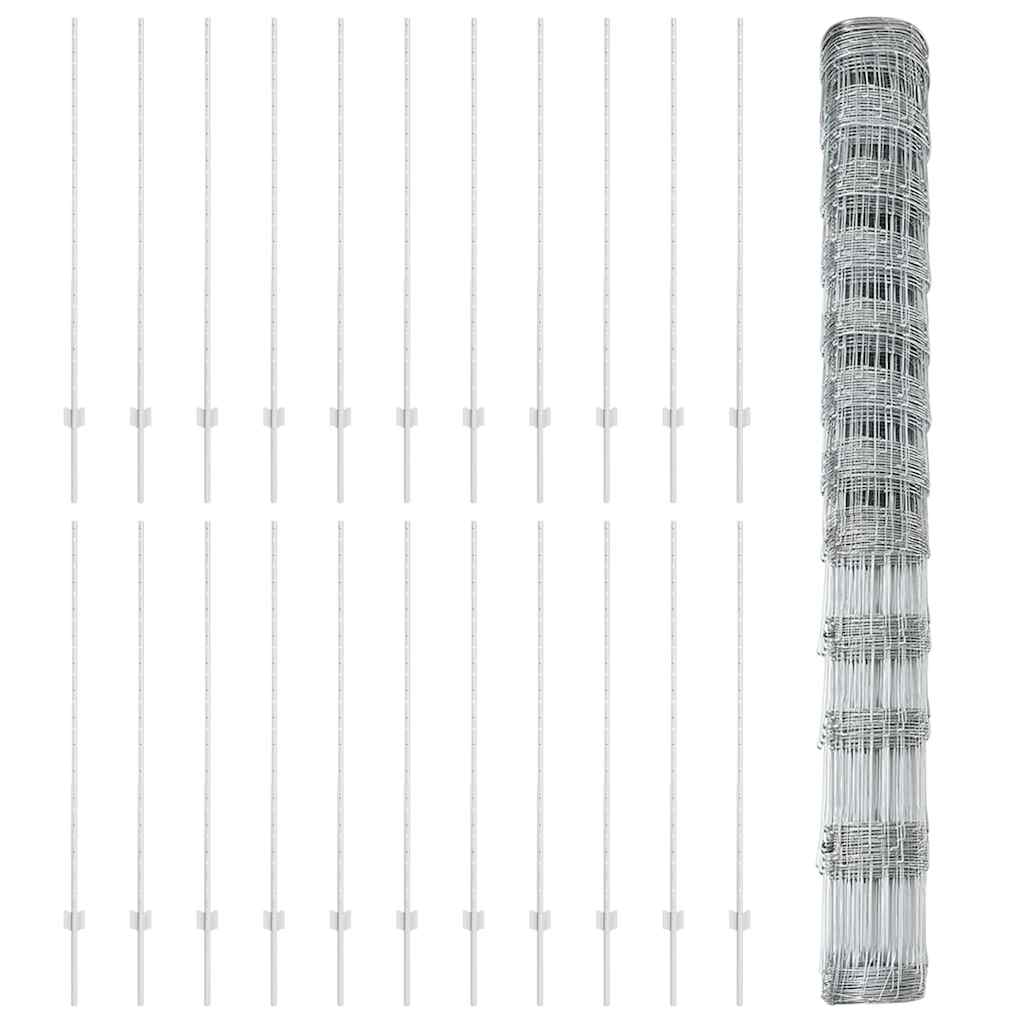 Udendørs Vildt Hegn med Stolper 50 x 1,4 m Galvaniseret stål