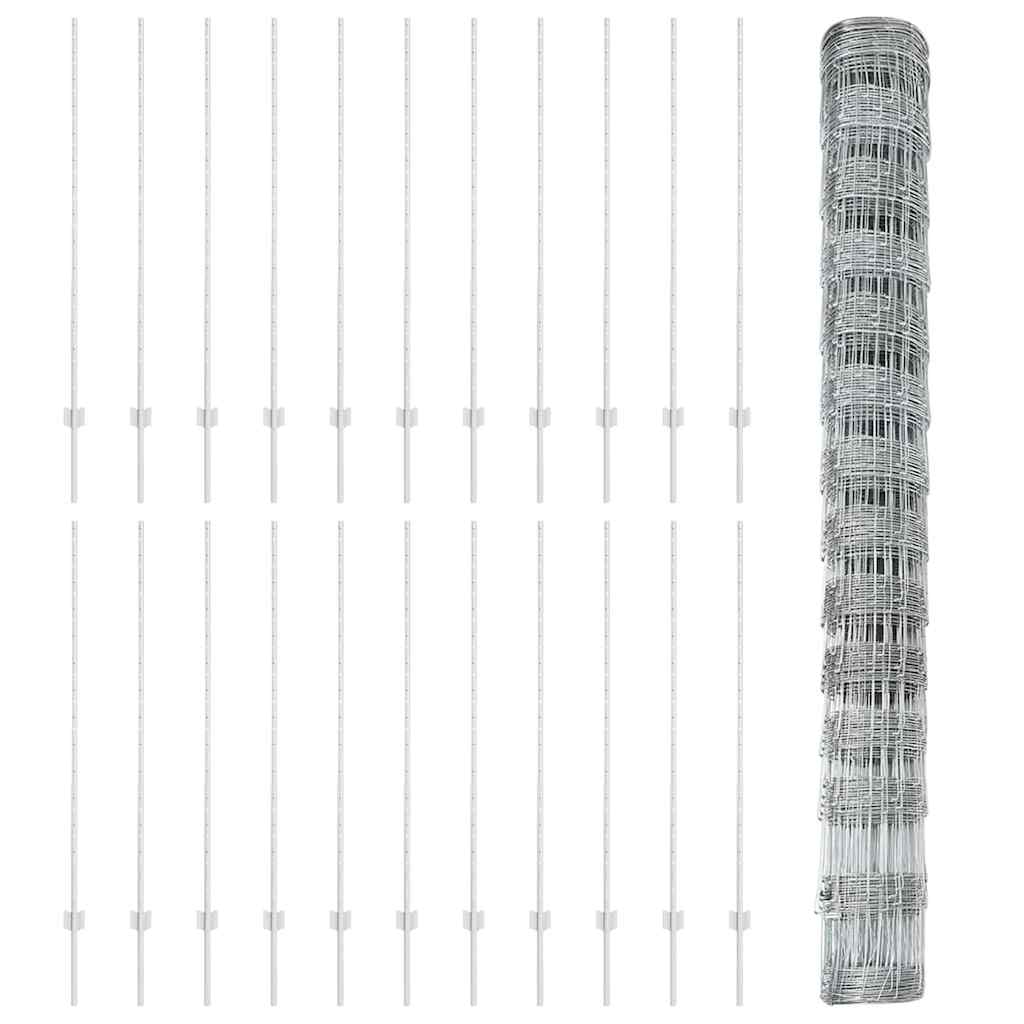 Udendørs Vildt Hegn med Stolper 50 x 1,4 m Galvaniseret stål