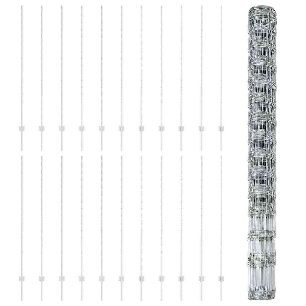 Udendørs Vildt Hegn med Stolper 50 x 1,6 m Galvaniseret stål