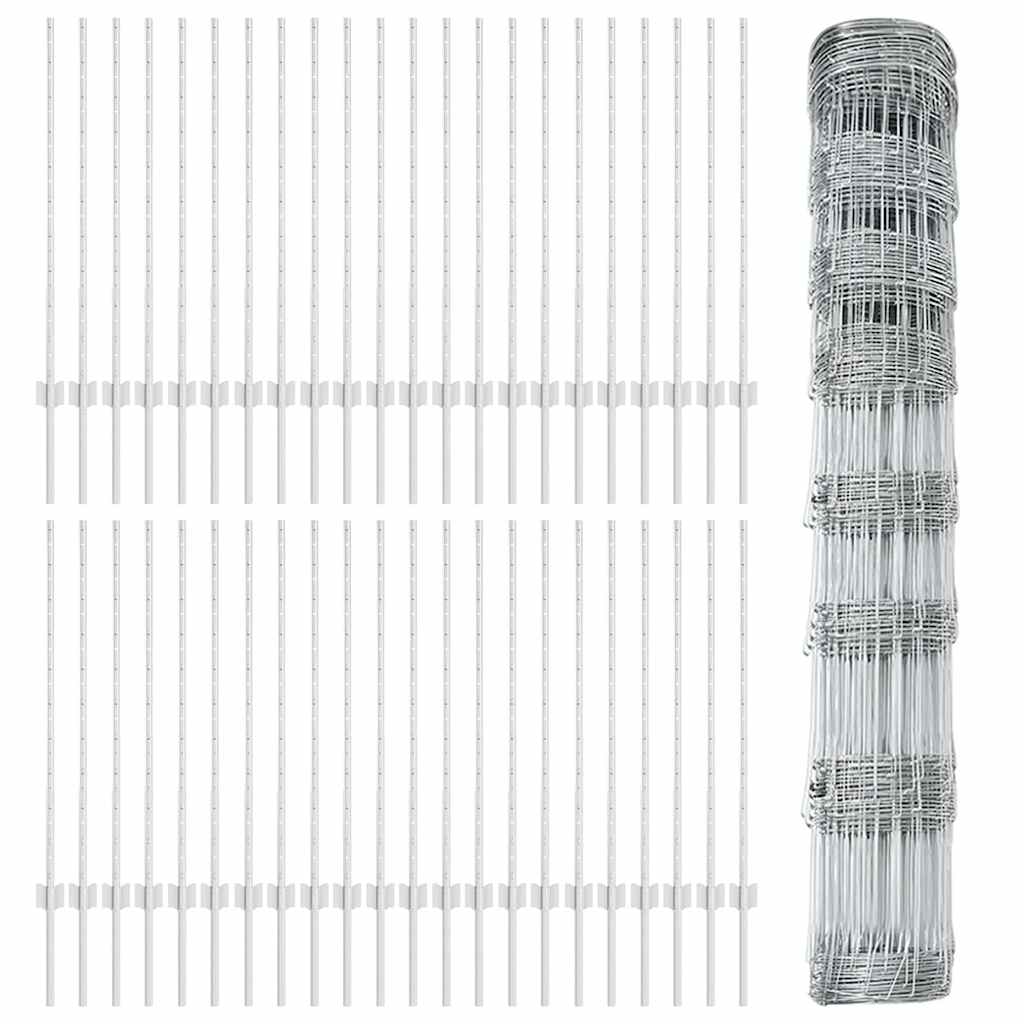 Udendørs Vildt Hegn med Stolper 100 x 1 m Galvaniseret stål