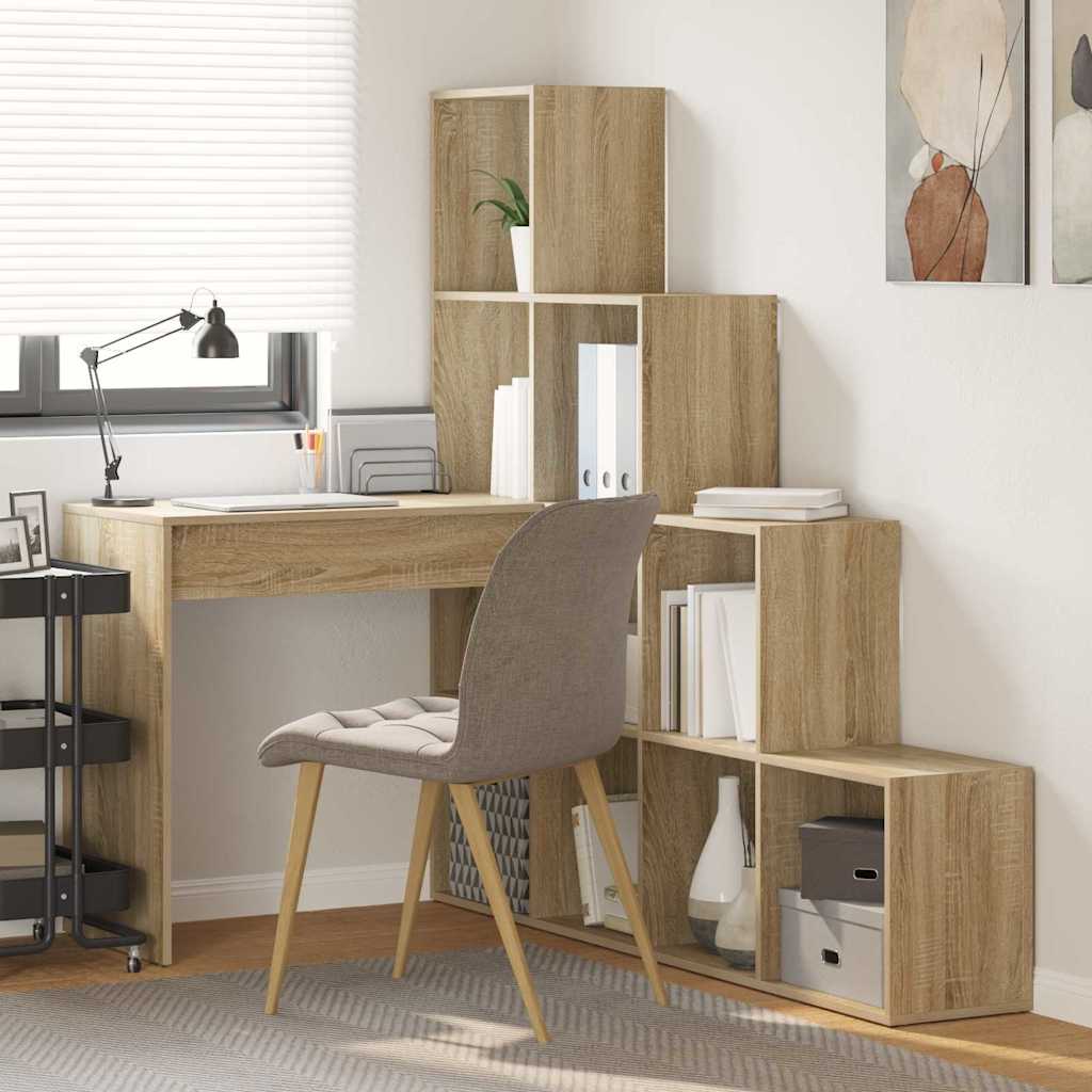 Hjørneskrivebord med hylde Sonoma eg 101,5 x 149,5 x 149,5 cm