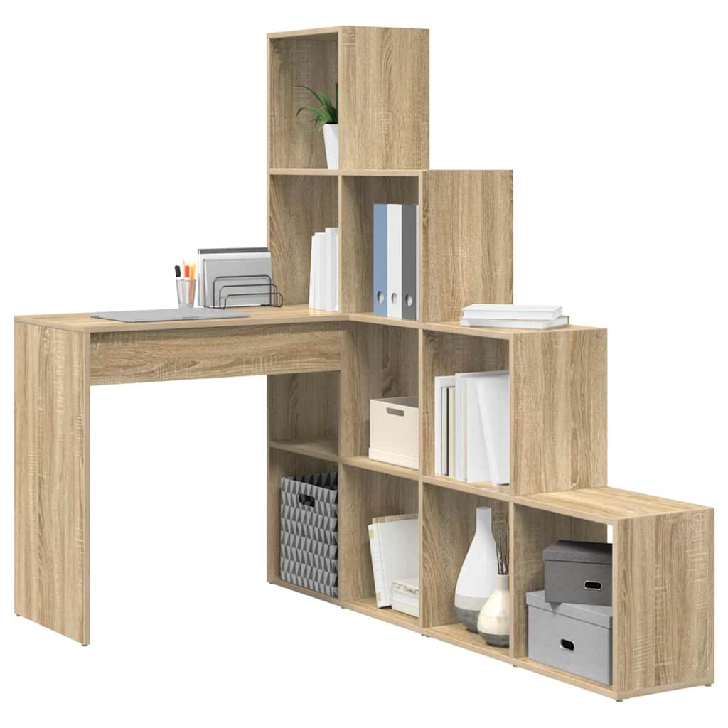 Hjørneskrivebord med hylde Sonoma eg 101,5 x 149,5 x 149,5 cm