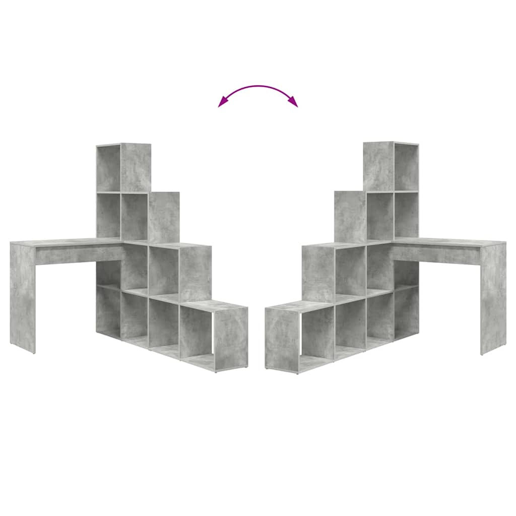 Hjørneskrivebord med hylde Beton Grå 101,5 x 149,5 x 149,5 cm