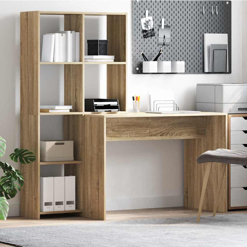 Bord med hylde Sonoma eg 138,5 x 55 x 143 cm Konstrueret træ