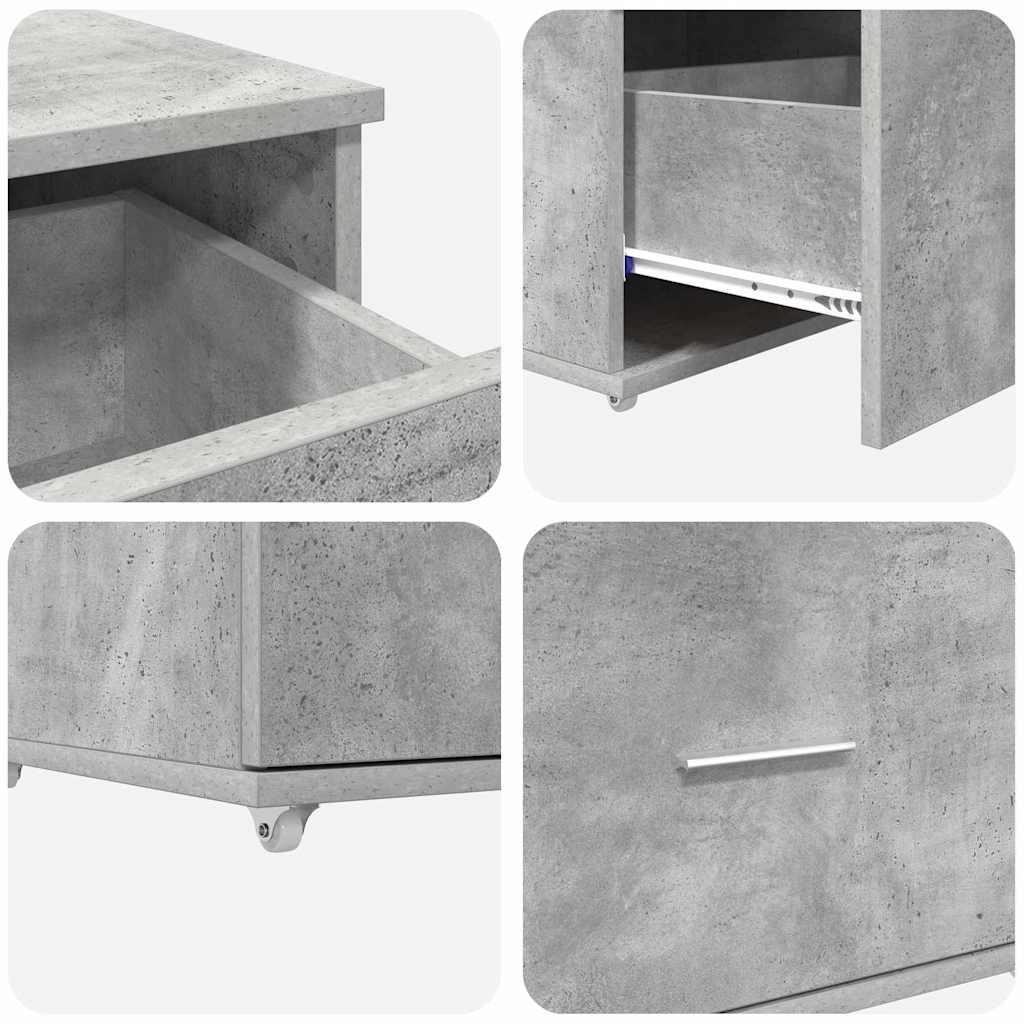 Bord med skuffe Beton Grå 131,5 x 50 x 106,5 cm Konstrueret træ