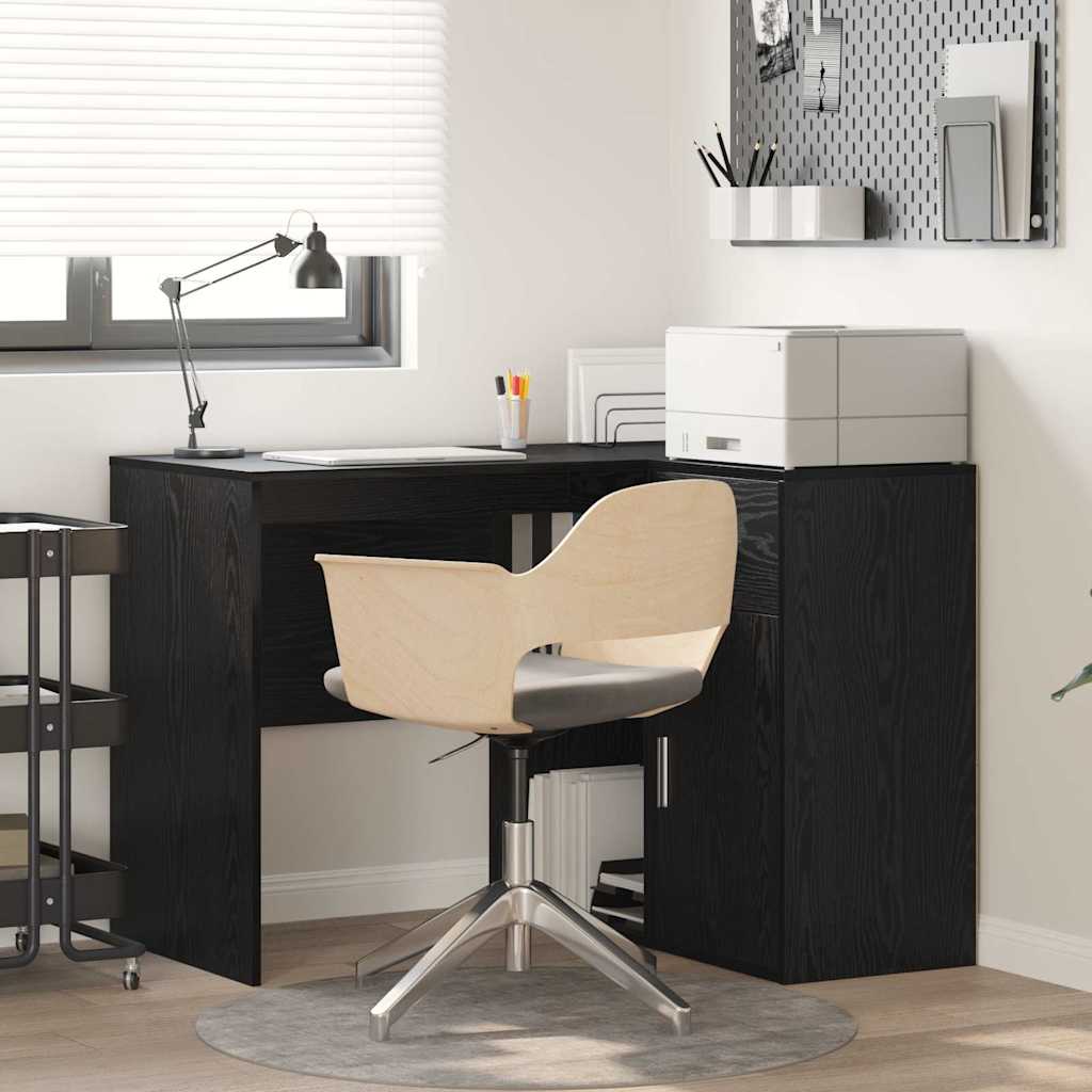 Hjørneskrivebord med skuffe Sort eg 102 x 88 x 75 cm