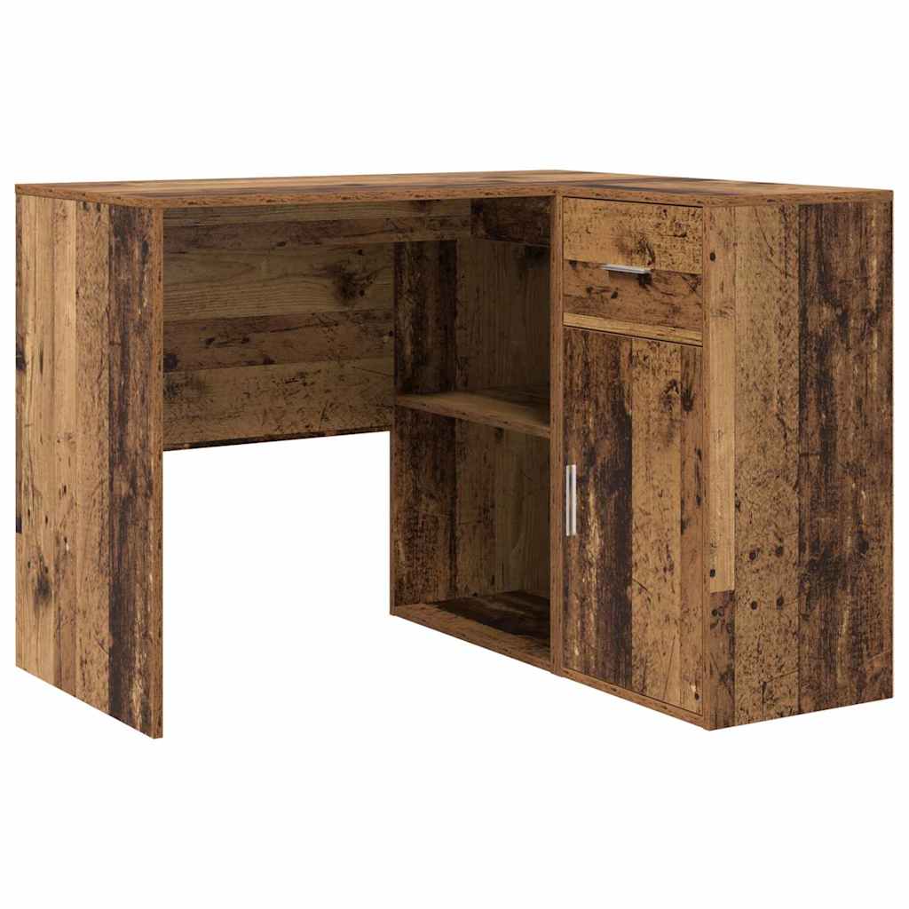 Hjørneskrivebord med skuffe Gammelt træ 102 x 88 x 75 cm