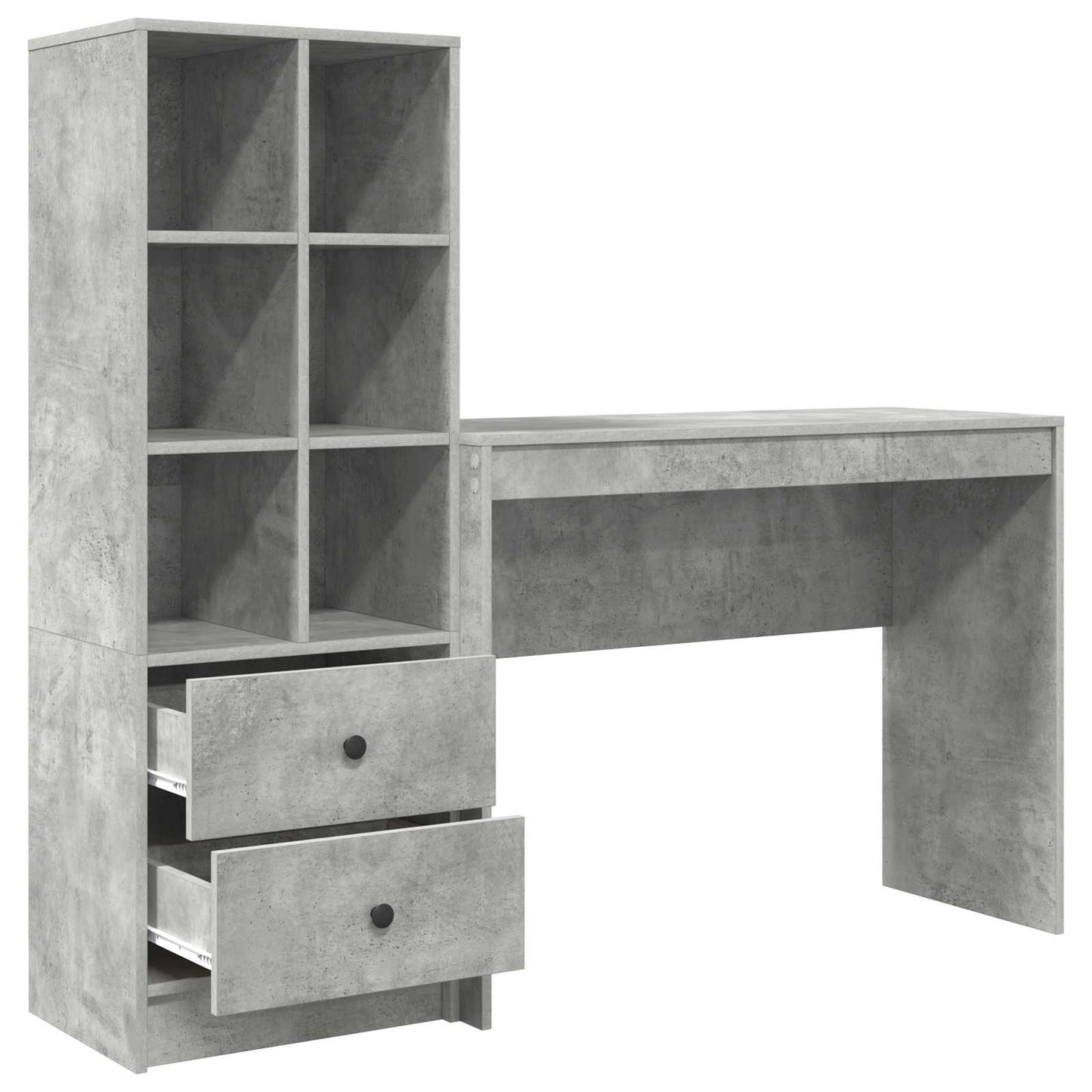 Bord med skuffe med hylde med opbevaring 2 pcs Beton Grå