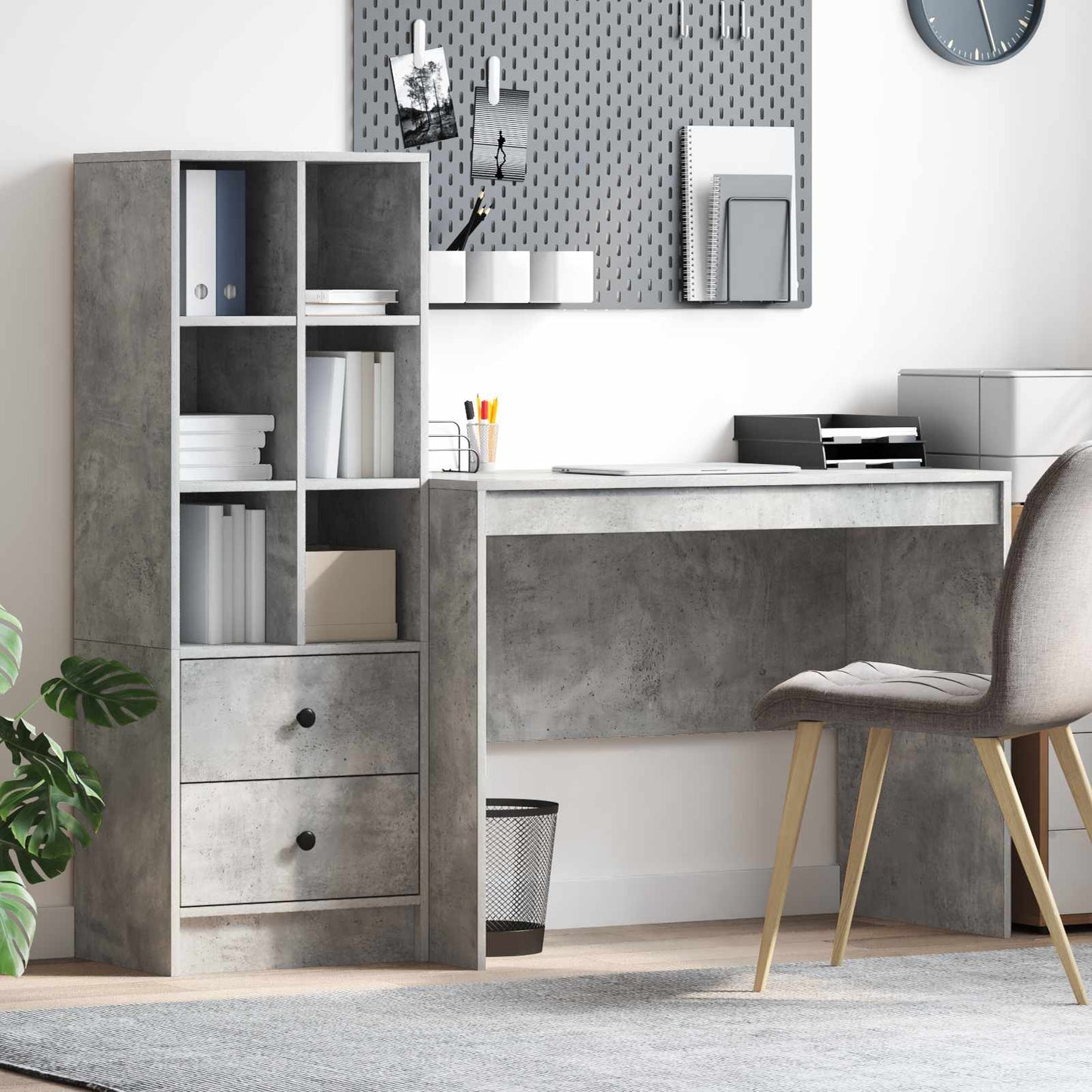 Bord med skuffe 2 pcs Beton Grå