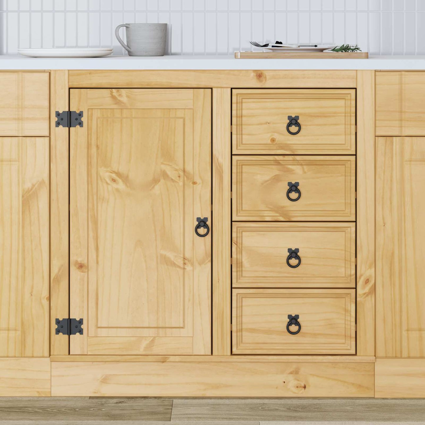 Kabinet SKI HonningBrun 80 x 46 x 81 cm Massiv fyrretræ