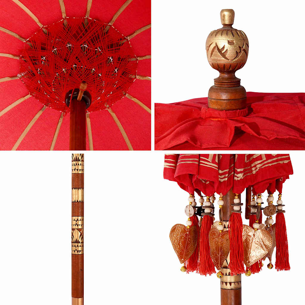 Balinesisk Parasol Rød 125 x 125 x 260 cm