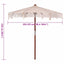 Makrame Parasol Creme 252.5 x 252.5 x 260 cm Bomuld og Teaktræ