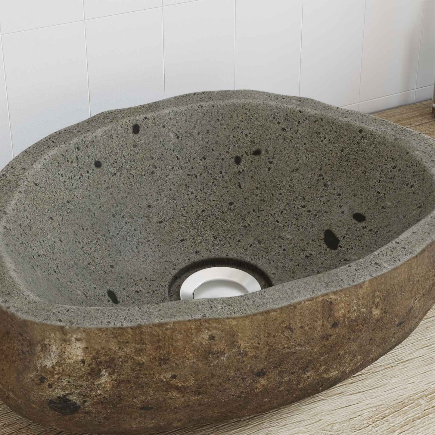 Flodstensbassin Lysegrå (30-37) x (25-30) x 12 cm River Stone