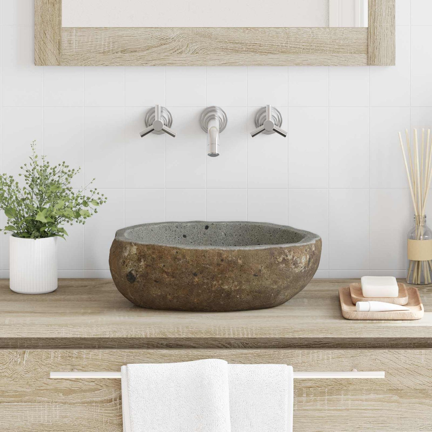 Flodstensbassin Lysegrå (30-37) x (25-30) x 12 cm River Stone