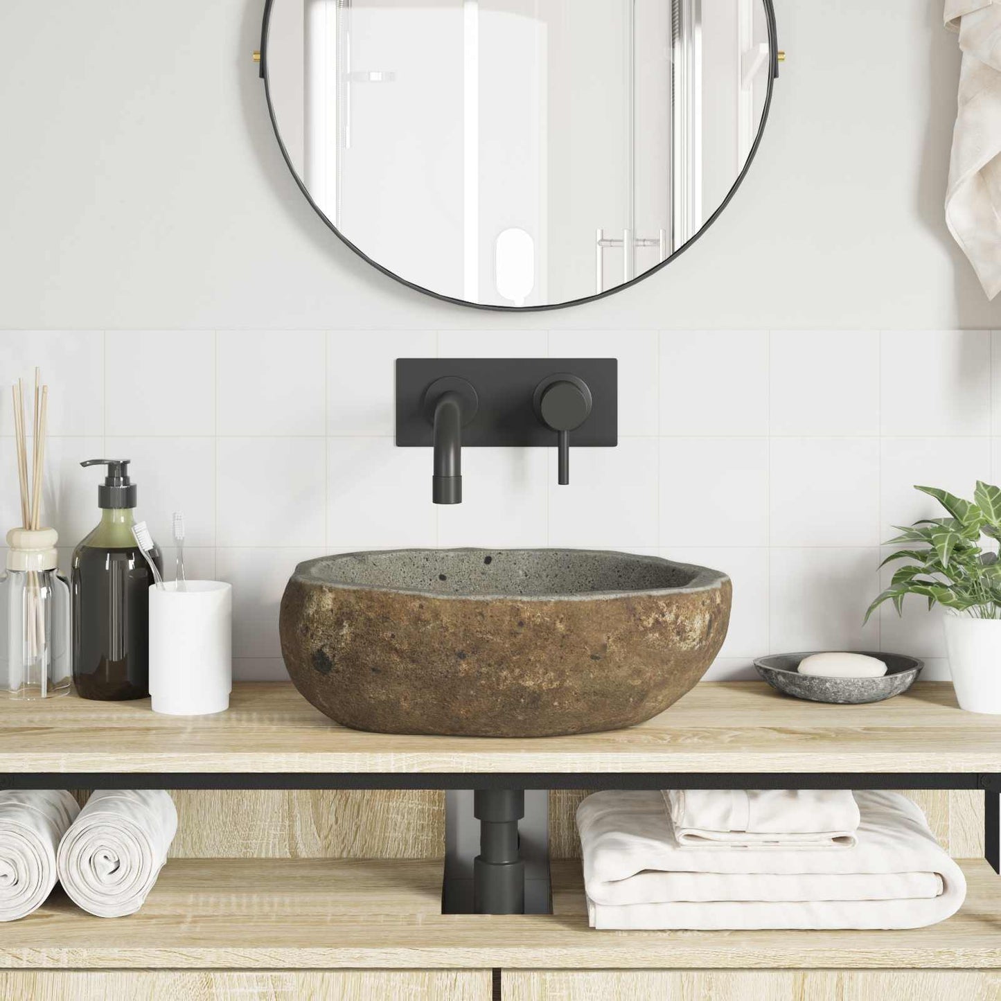 Flodstensbassin Lysegrå (30-37) x (25-30) x 12 cm River Stone