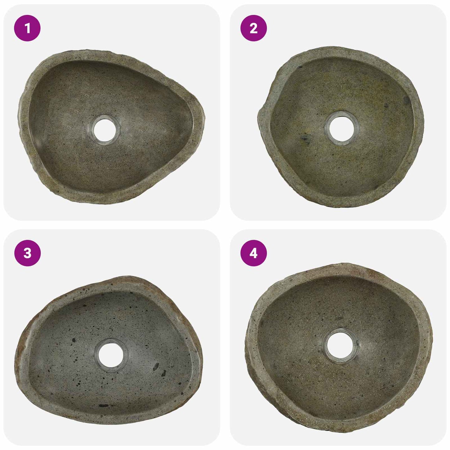 Flodstensbassin Lysegrå (30-37) x (25-30) x 12 cm River Stone
