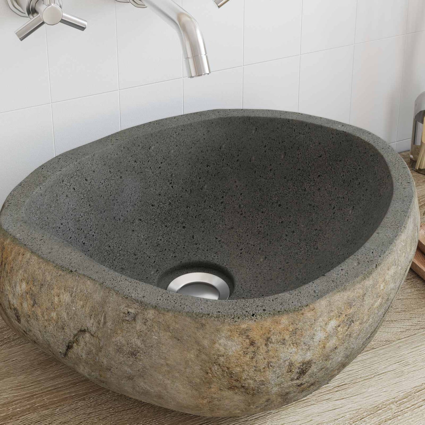 Flodstensbassin Lysegrå 45 x 35 x 15 cm River Stone