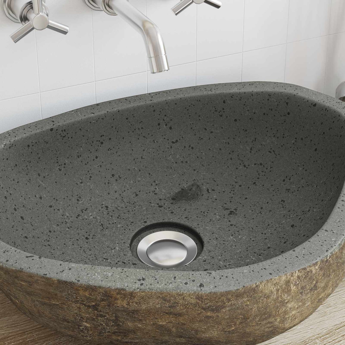 Flodstensbassin Lysegrå 52 x 40 x 15 cm River Stone