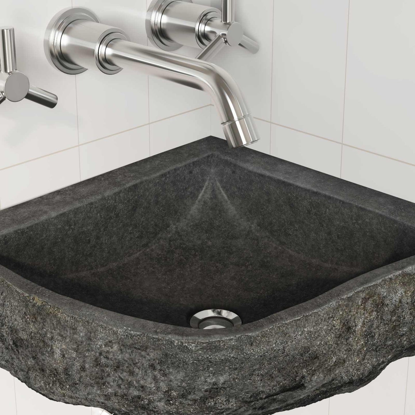 Vask Grå (30-37) x (30-37) x 12 cm Flodsten