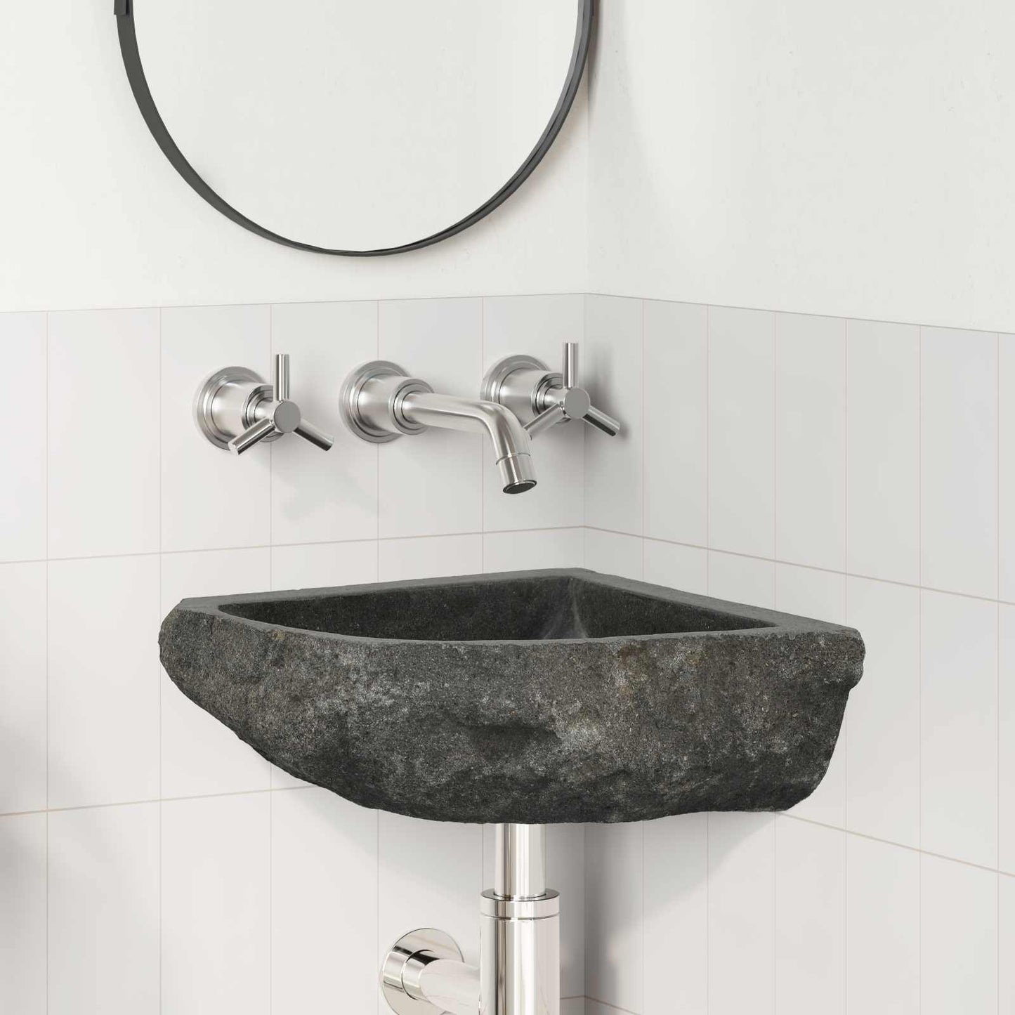 Vask Grå (30-37) x (30-37) x 12 cm Flodsten