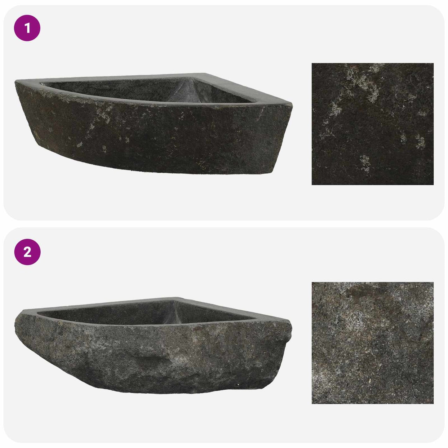 Vask Grå (30-37) x (30-37) x 12 cm Flodsten