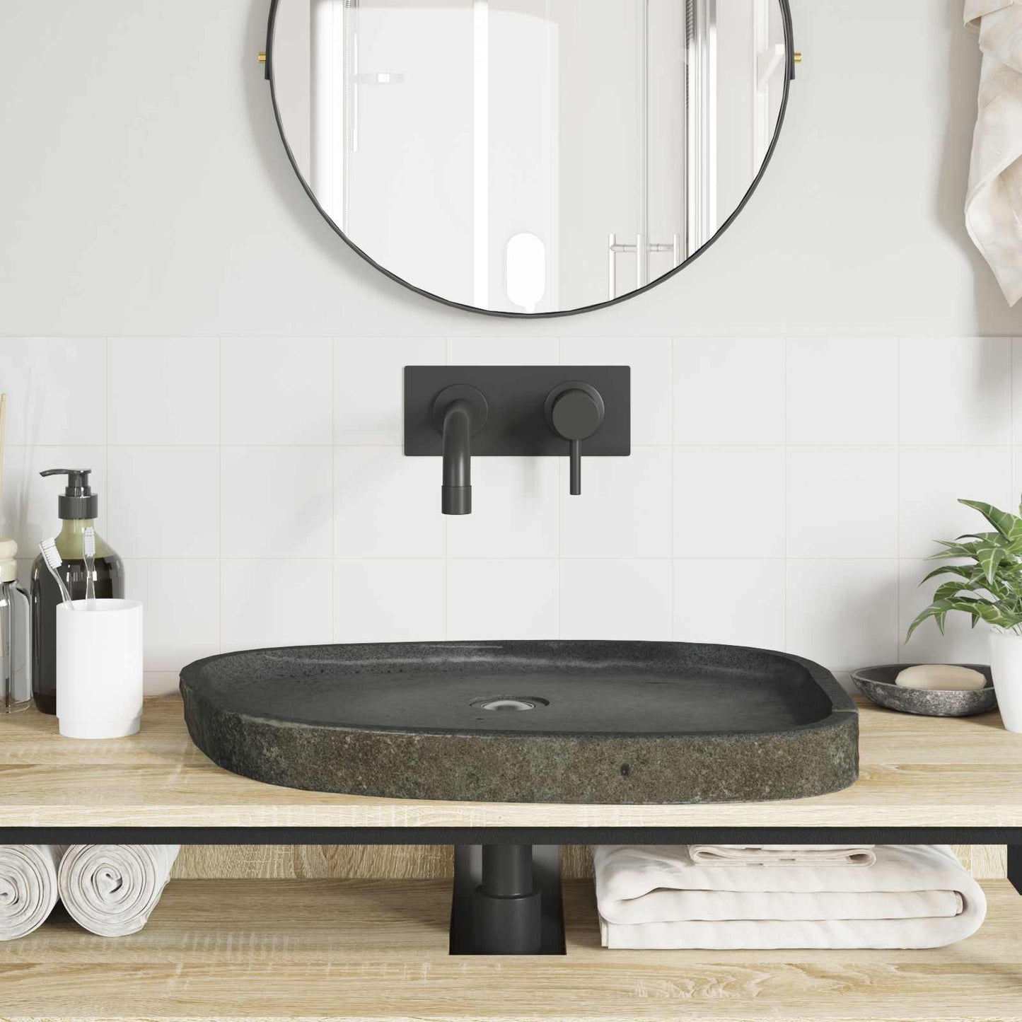 Vask Basin Grå 65 x 50 x 6 cm River Stone