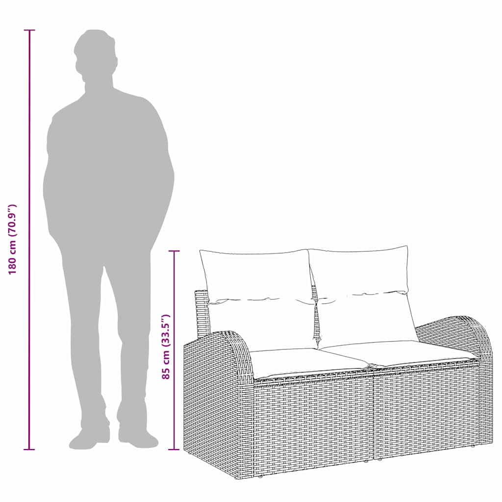Havemøbelsofa med pude Brun 124 x 62 x 69cm polyrattan